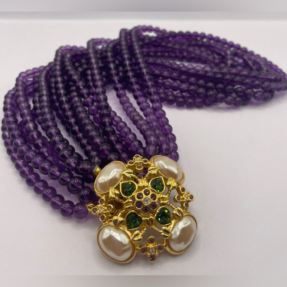 Vintage Elizabeth Taylor "Forever Violet" Statement Necklace 1994 Collection - Picture 2 of 16